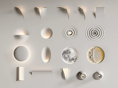 Modern minimalist gypsum lamp gypsum wall lamp water ripple gypsum lamp moon lamp 3d model