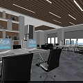 Modern Conference Room Interior With Long Wooden Table Black Chairs Large Screen And Projector