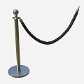 Silver Stanchion with Black Rope Barrier and Metal Base for Queue Management 3d model