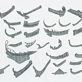 Detailed Hand Drawn Architectural Components With Various Shapes And Design Elements 3d model