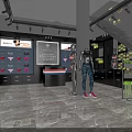 Elegant Underwear Clothing Store with Mannequins Display Area in Marble Pink Black Gray