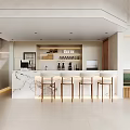 Modern Restaurant Interior With Gold Accent Lines Booth Seating Neutral Walls And Dining Tables