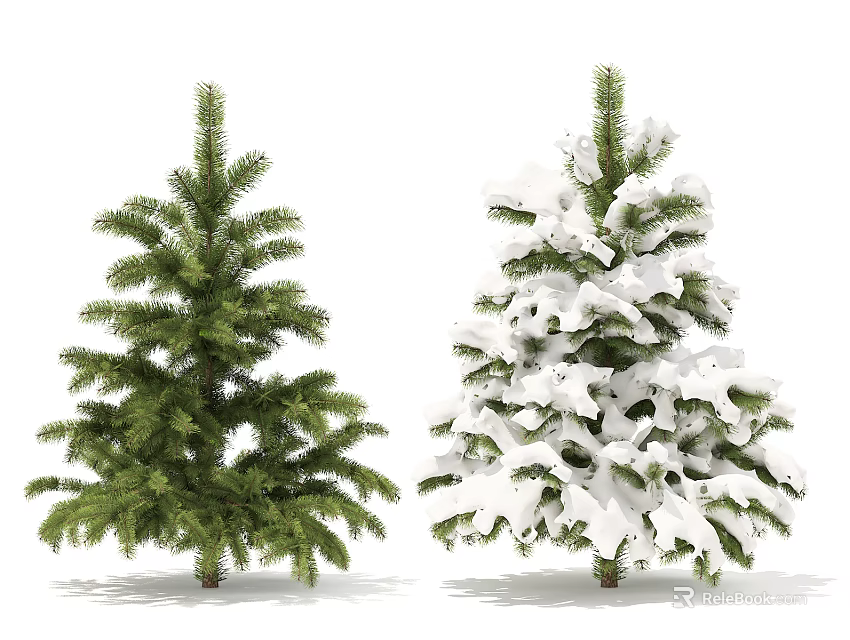 Arbor Featuring Green and Snow Covered Pine Trees in Garden 3d model 
