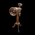 Vintage Brass Commercial Telescope Equipment With Tripod Stand And Dual Barrels