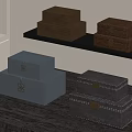 Decorative Ornament Set With Stacked Brown Gray And Dark Brown Boxes 3d model