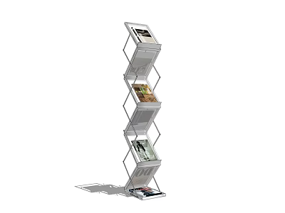 Modern Geometric Bookshelf With Metal Frame Multiple Shelves And Magazine Display For Home 3d model