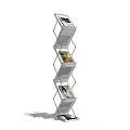 Modern Geometric Bookshelf With Metal Frame Multiple Shelves And Magazine Display For Home
