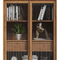 Wooden Display Cabinet Shelves With Glass Doors Storage Books Decorative Items And Organizer Boxes