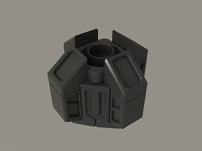 3D Rendered Mechanical Component With Multi Faceted Panels And Central Hole 3d model