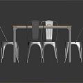Modern Wooden Top Dining Table With Four Metal Chairs For Home Dining Area