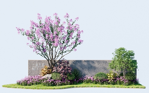 Modern Flower Mirror Shrub with Entrance Wall 3d model