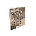Wooden Kitchen Storage Shelves With Organized Spice Bottles And Kitchen Items