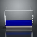 3D Rendered Modern Seat With Blue Cushion White Frame Armrests And Reflective Base