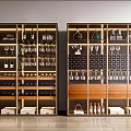 Elegant Modern Wine Cabinet Interior Design With Glassware Wine Bottles And Decorations