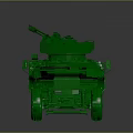 Green Tank Model Featuring Cannon White Patterns And Six Wheels On Dark Background With Reflection 3d model