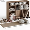 Essential Yoga Sports Equipment With Mats Blocks Rolls And Wooden Storage Shelf
