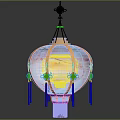 Traditional Chinese Decorative Lantern Featuring Red Pink Floral Patterns And Gold Frames With Tassels