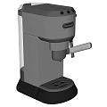 Modern Gray Espresso Machine With Transparent Water Tank And White Handle