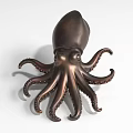 Bronze Octopus Statue With Detailed Curved Tentacles And Glossy Surface