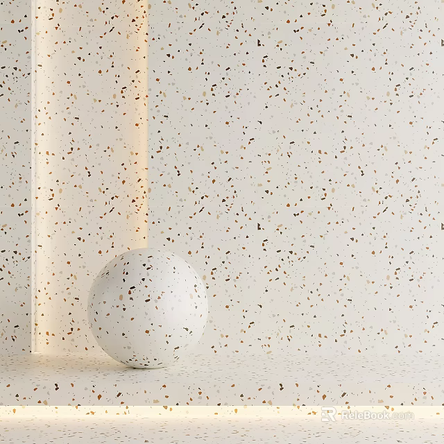 Minimalist Decoration With Speckled Wall And Sphere 3d model 