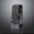Textured Concrete Roadside Marker With Red Horizontal Line And Top Hole