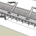 Modern Train Station Platform Structure With Glass Roof And Concrete Columns