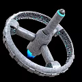Futuristic Circular Space Station Structure With Central Column And Blue Glow