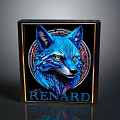 Game Movie Character Blue Fox Head Featuring Yellow Eyes Circular Decorative RENARD Background