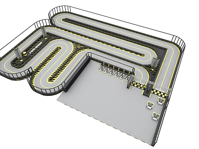 Modern Track Indoor Karting 3d model