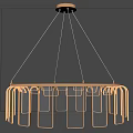 Modern Round Chandelier With Transparent Vertical Tubes And Metallic Ceiling Mount