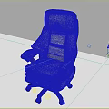 Gray Leather Office Chair With High Back Armrests And Rolling Wheels 3d model