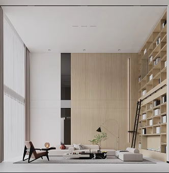 Minimalist pick empty living room 3d model