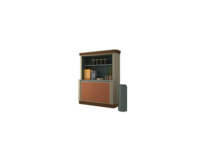 Modern Two Tone Wooden Sideboard With Open Shelves And Cabinet Doors 3d model
