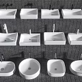 Modern Ceramic Washbasins in Various Shapes and Styles Collection 3d model