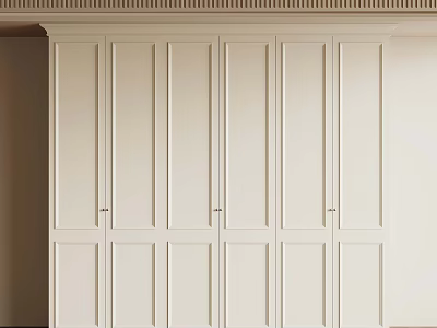 White Modern Minimalist Wardrobe With Multiple Cabinet Doors And Clean Design 3d model