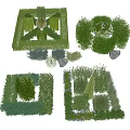 Creative Shrub Topiary Designs Featuring Geometric Shapes and Garden Stones