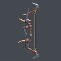 Ancient Decorative Bow Weapon With Metal Spikes Intricate Carvings And Leather Details