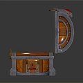 Open Wooden Treasure Chest with Metal Clasps Ornate Edges and Natural Wood Grain