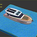 3D Model Of A Modern Yacht Floating On Blue Water