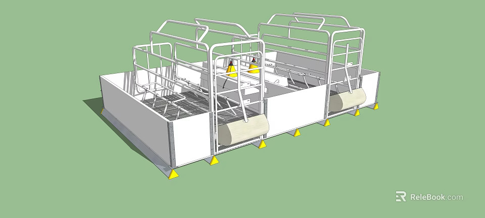 Medical Care Device With White Frame Yellow Support Feet Multiple Compartments And Suspension Units 3d model 