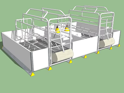 Medical Care Device With White Frame Yellow Support Feet Multiple Compartments And Suspension Units 3d model