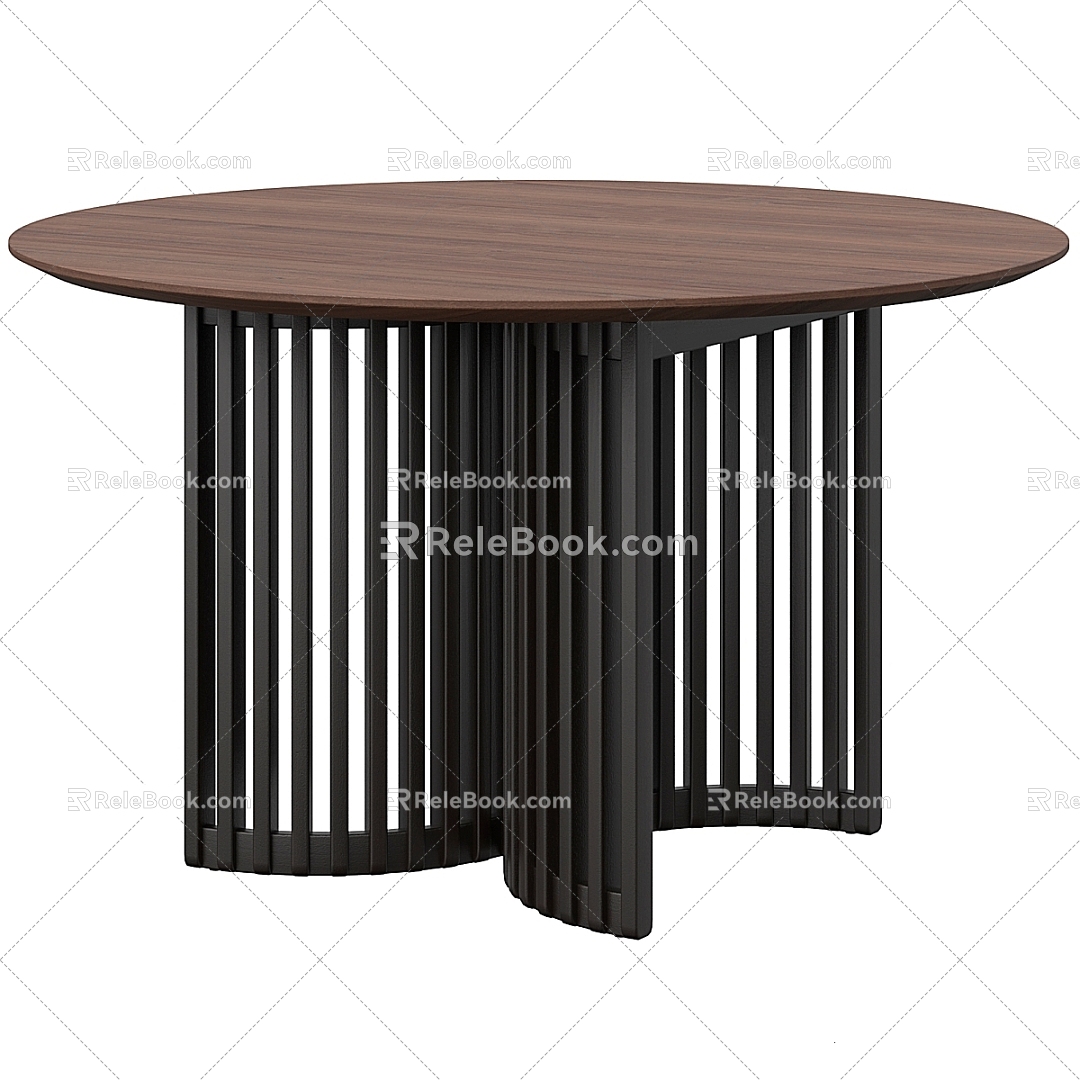 Modern Other Dining Table Round Large Black Dark 3d model