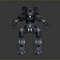 Futuristic Armored Robot Character With Blue Gray Mechanical Structure And Weapons 3d model