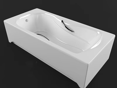 White Freestanding Bathtub With Sleek Modern Design Rectangular Shape And Smooth Surface 3d model