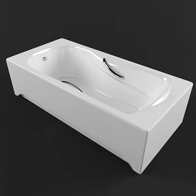 White Freestanding Bathtub With Sleek Modern Design Rectangular Shape And Smooth Surface 3d model
