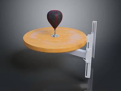 Wall Mounted Punching Bag Training Equipment With Wooden Circular Tabletop 3d model