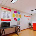 Red Exterior Container Building Volunteer Service Station With Glass Windows And Interior Seating