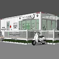 Industrial Equipment Container Structure For Modern Shop With Transparent Windows And Outdoor Area