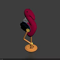 Red And Blue Flamingo Shaped Decorative Lifestyle Product With Yellow Stand Base