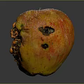 Detailed View of Rotten Apple with Moldy Spots and Decayed Flesh on Dark Background